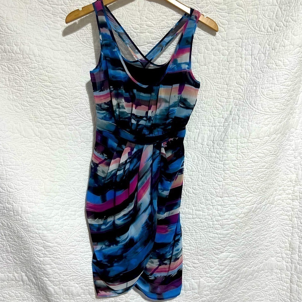 GUESS Graphic Modern Faux Wrap Mini Dress, Size 2- #241